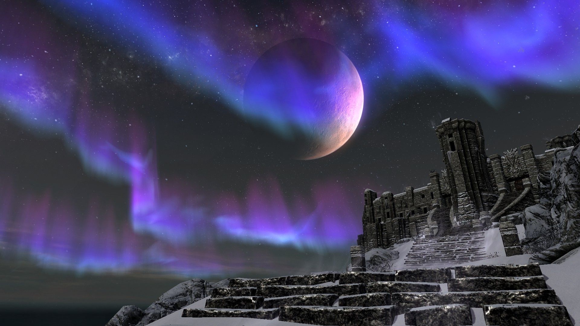 Aurora boreale castello innevato, sfondi Belli, 1920x1080 1080p, PC