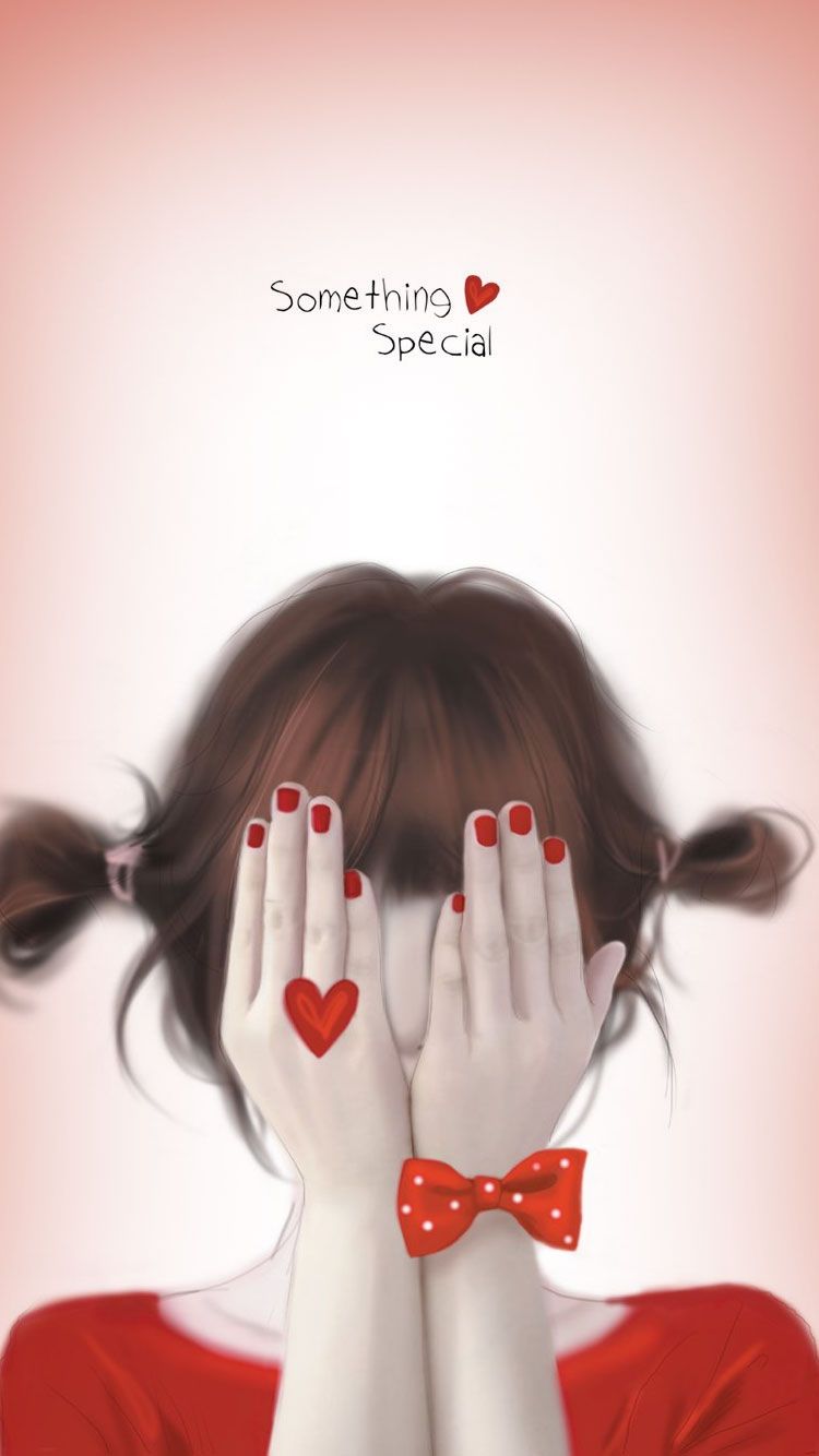Ragazza illustrazione mani sul viso, sfondi Belli, 750x1334 Verticale, iPhone