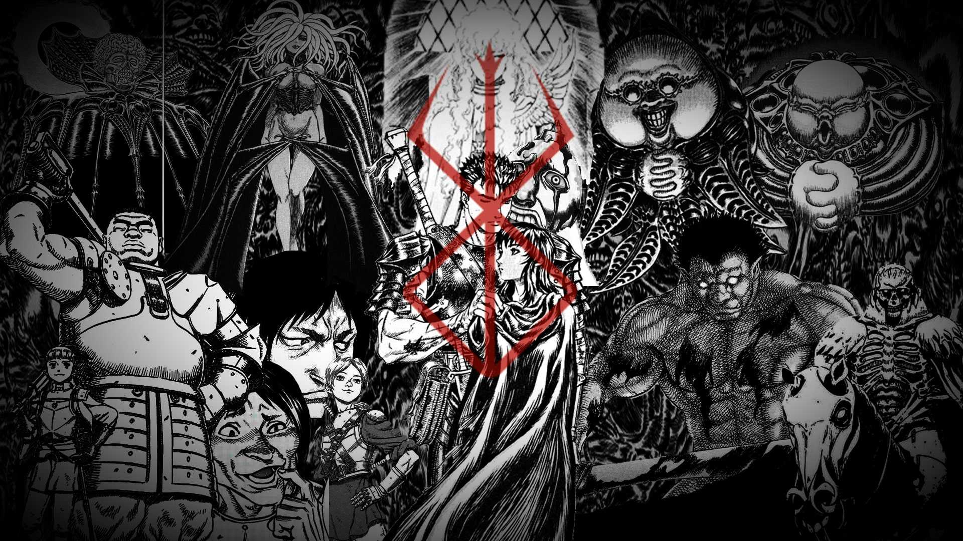 Berserk personaggi bianco e nero, 1920x1080 Full HD, PC
