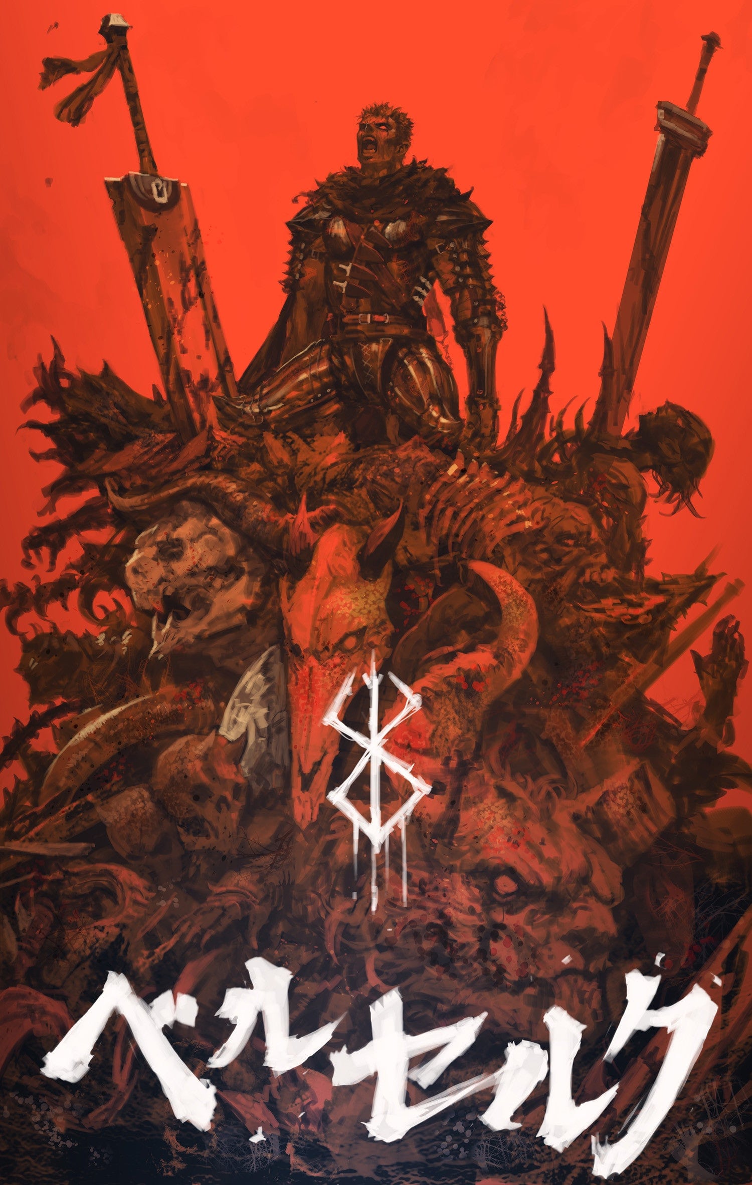 Guerriero Berserk su cadaveri, 1500x2365 Verticale, Mobile