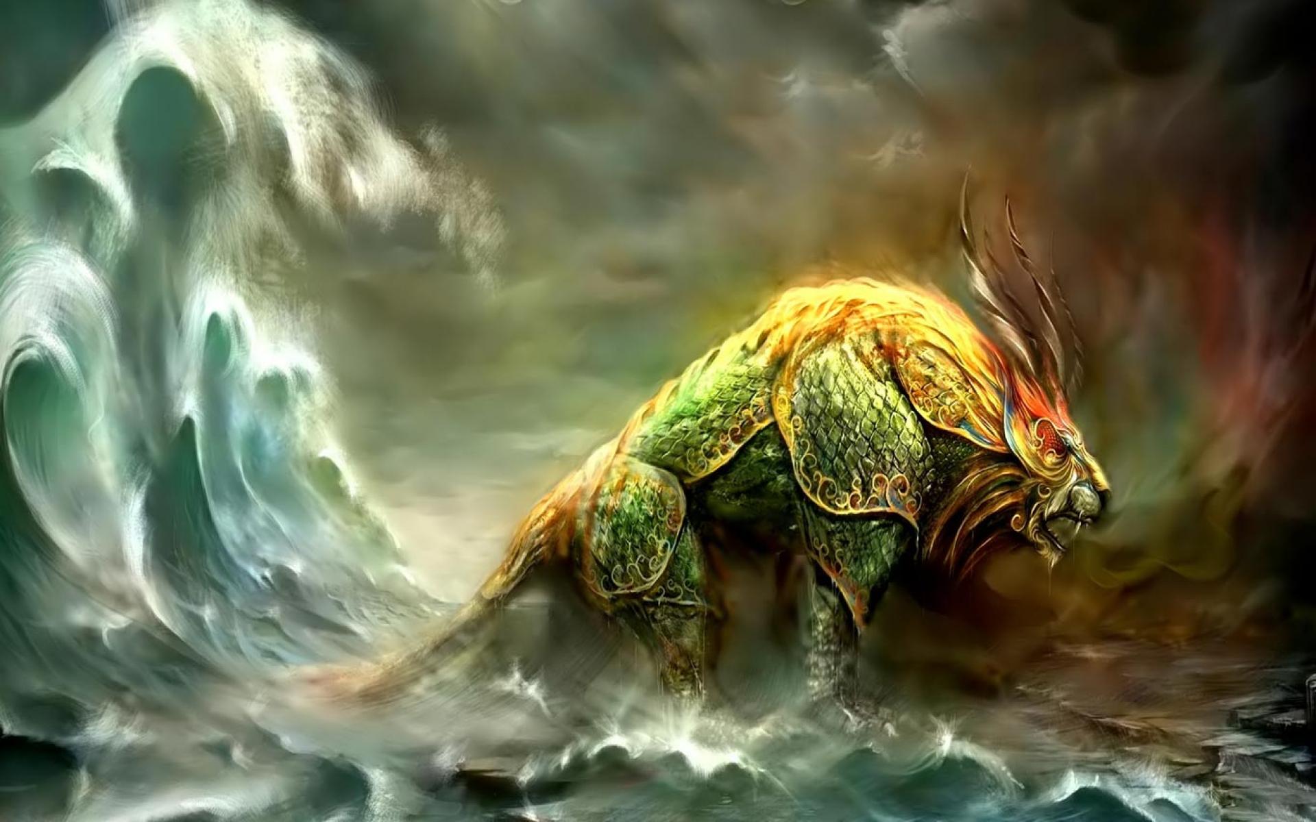 Bestia verde fantasy nell'acqua, 1920x1200 Full HD+ WUXGA, iMac