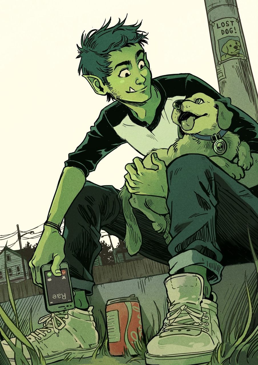 Beast Boy con cucciolo cane, 904x1280 Full HD Verticale, iPhone