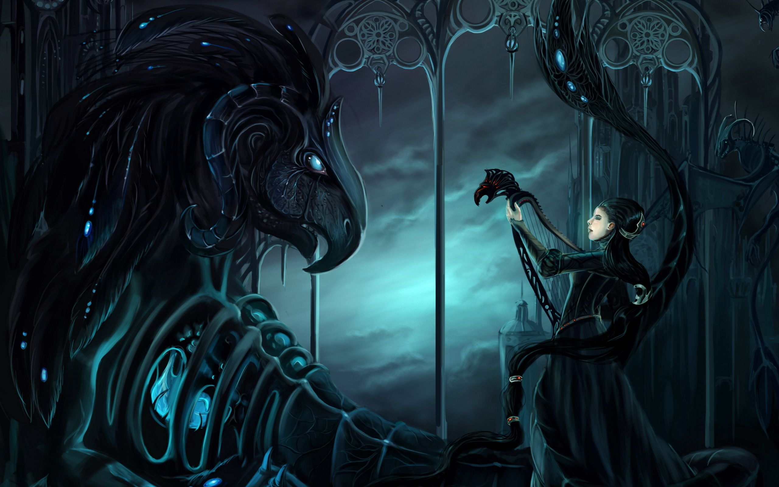 Bestia verde e figura oscura, 2560x1600 2K, PC