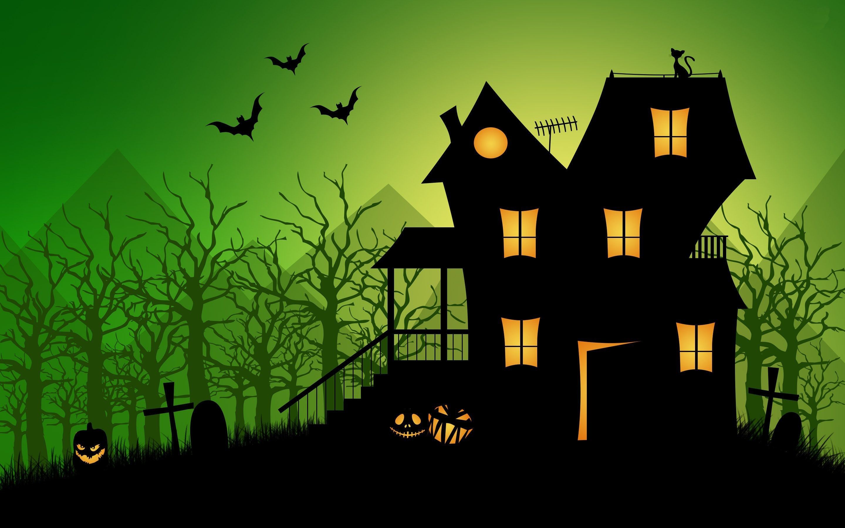 Casa stregata Halloween verde, 2880x1800 2K, Desktop