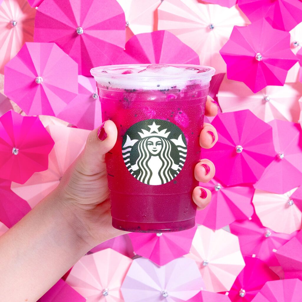 Bevanda Starbucks rosa con ombrelli, 1024x1024 HD, Laptop
