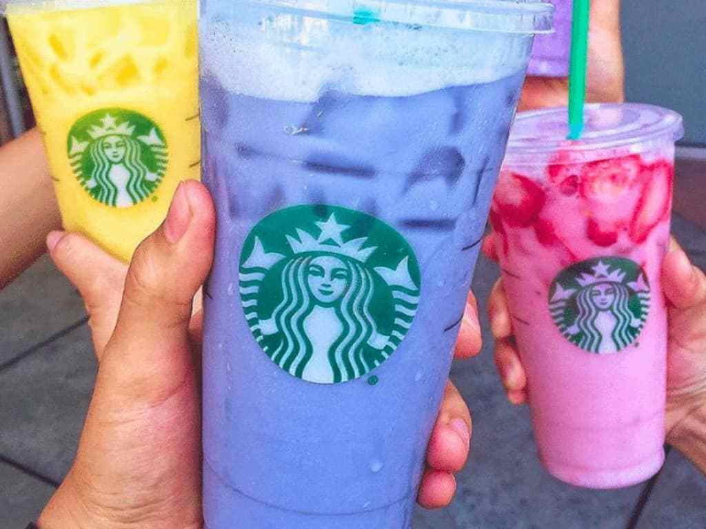 Bicchieri Starbucks bevande colorate, 1024x768 HD, Desktop