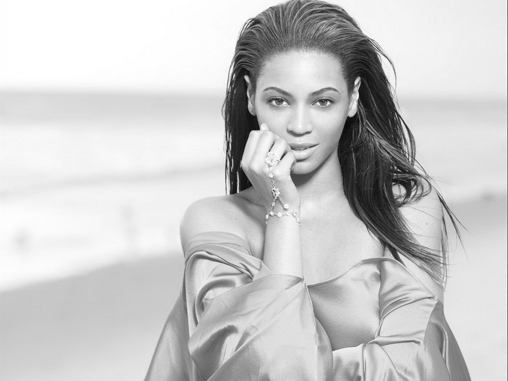 Beyoncé bianco e nero spiaggia, 1024x768 HD, Desktop