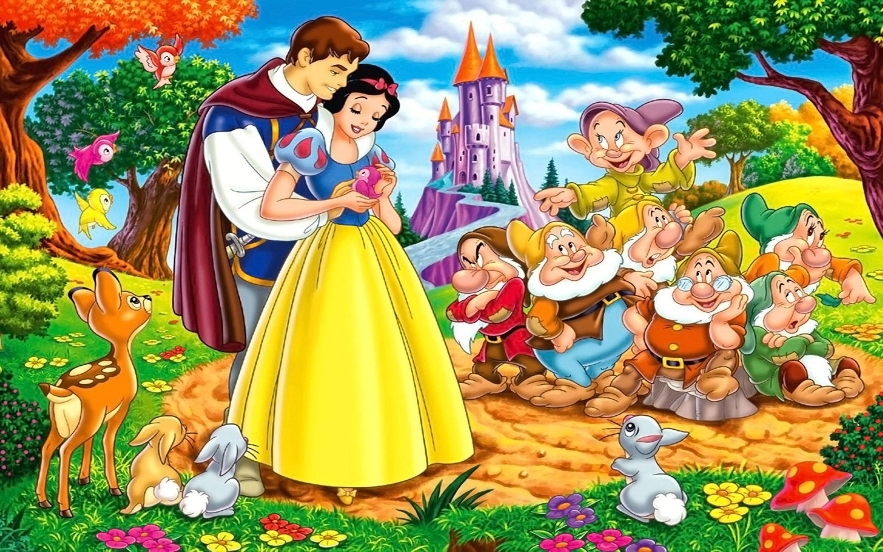 Biancaneve, principe e sette nani, 2880x1800 2K, Laptop