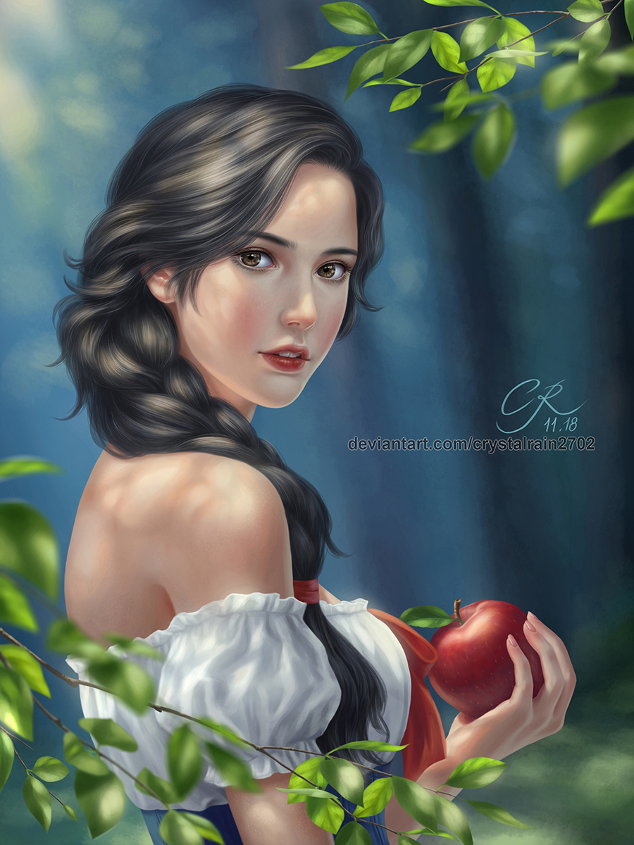 Biancaneve con mela nel bosco, 900x1200 Verticale, Telefono