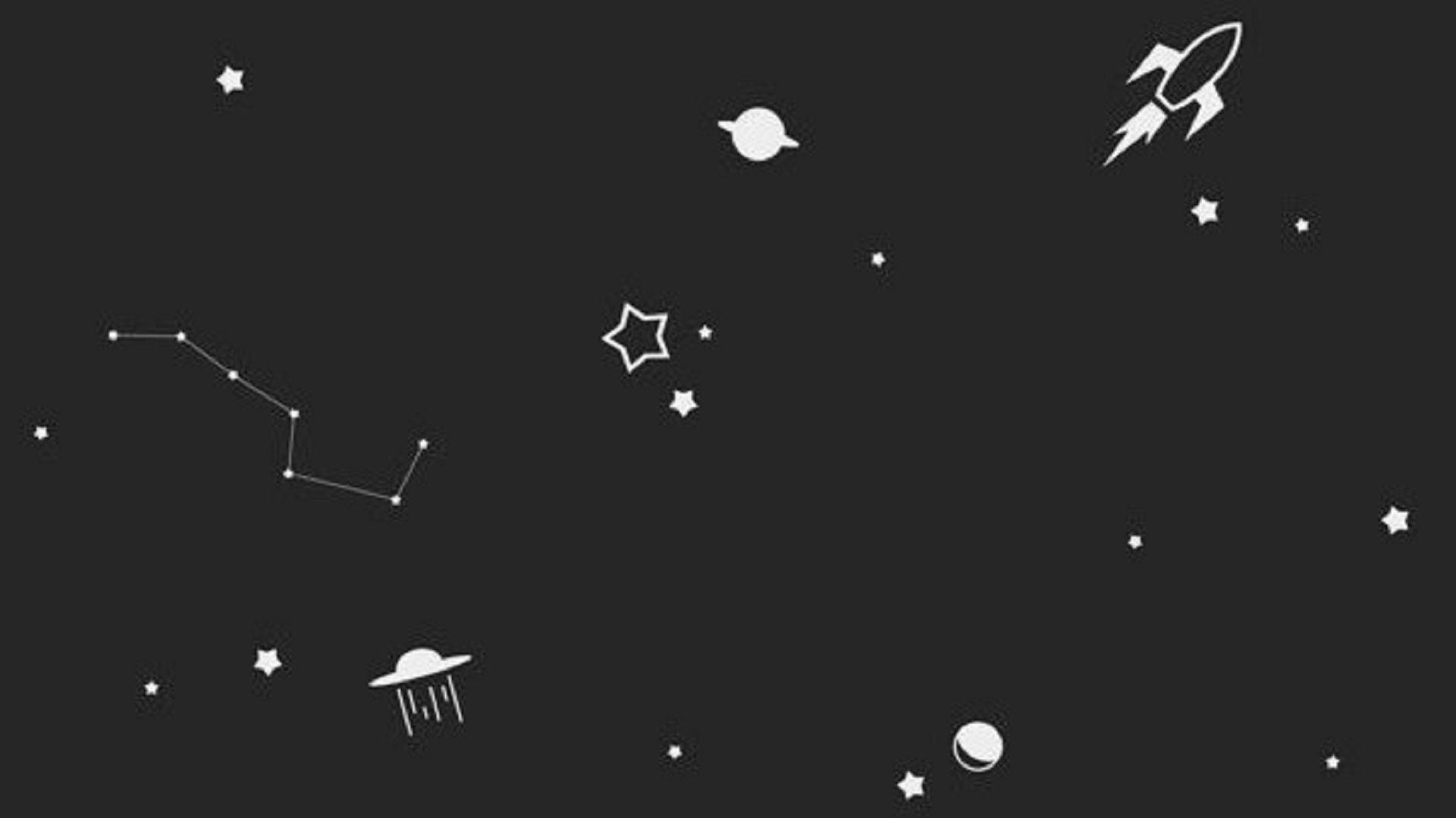 Icone spaziali minimaliste nero bianco, 1920x1080 Full HD 1080p, Desktop