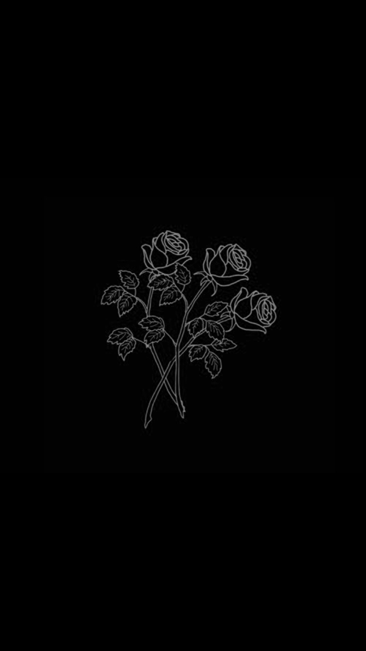 Rose disegnate su nero, 750x1334 Verticale, Mobile