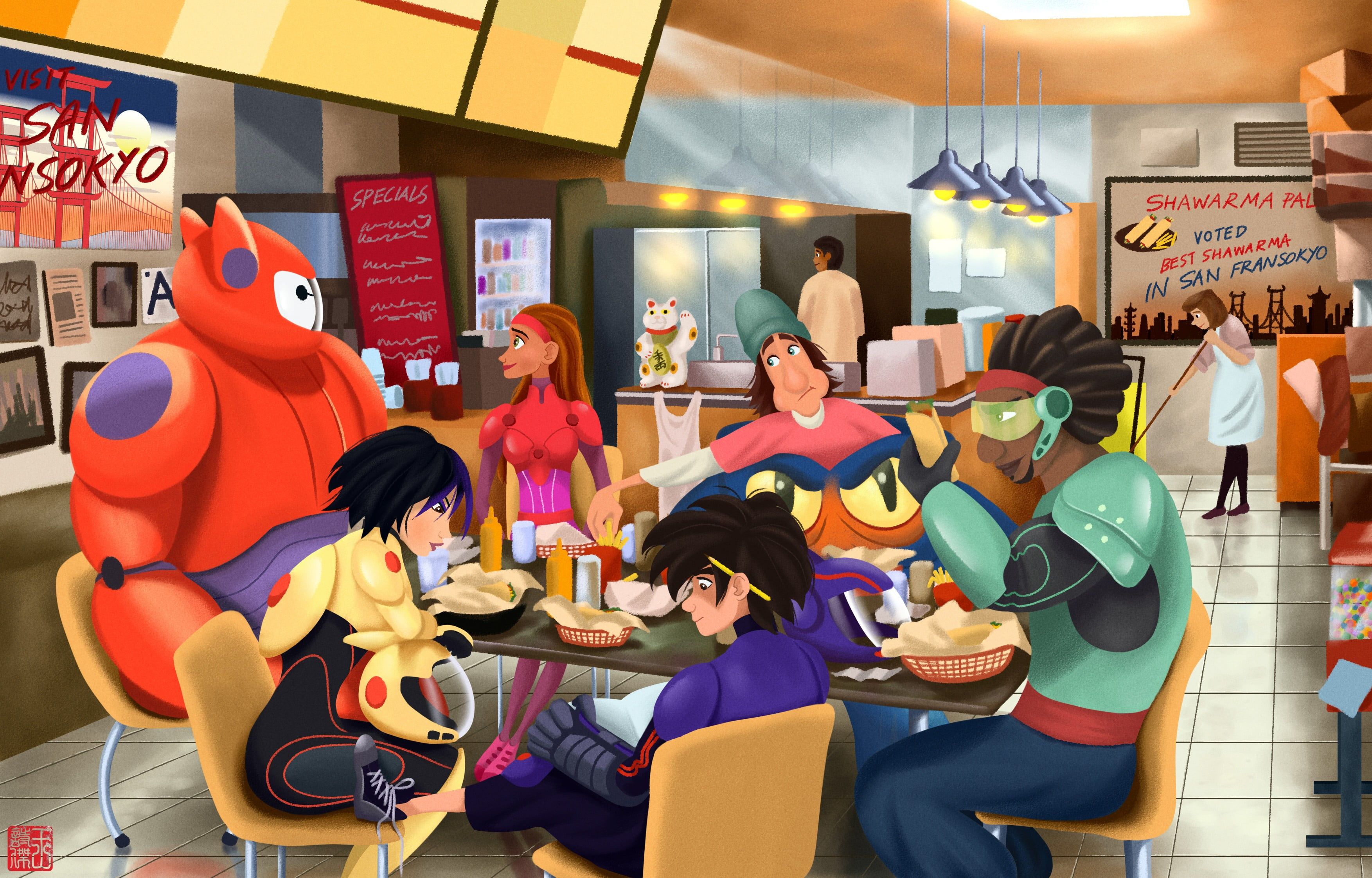 Baymax e personaggi Big Hero 6, 3507x2244 2K, PC
