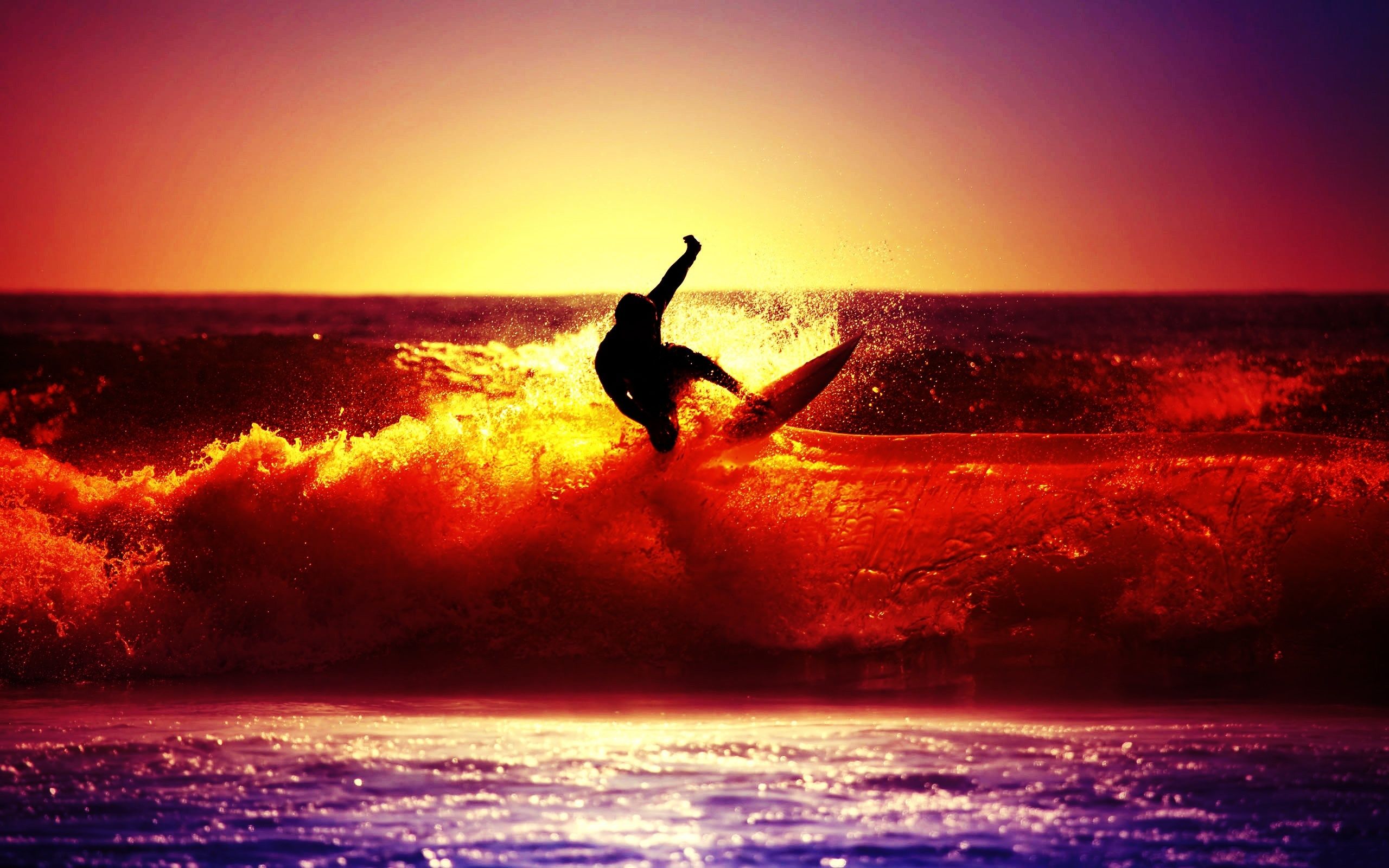 Surfista al tramonto onde, 2560x1600 2K, MacBook Pro