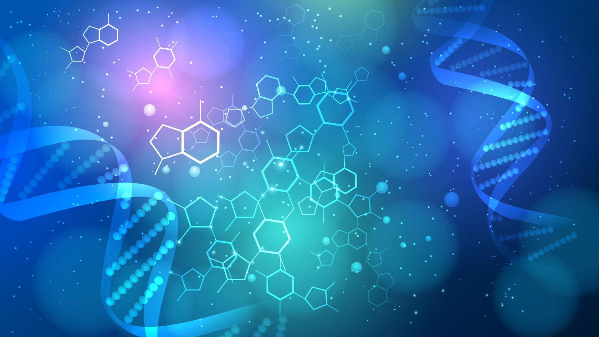 Molecole e DNA blu, 1920x1080 Full HD, Laptop