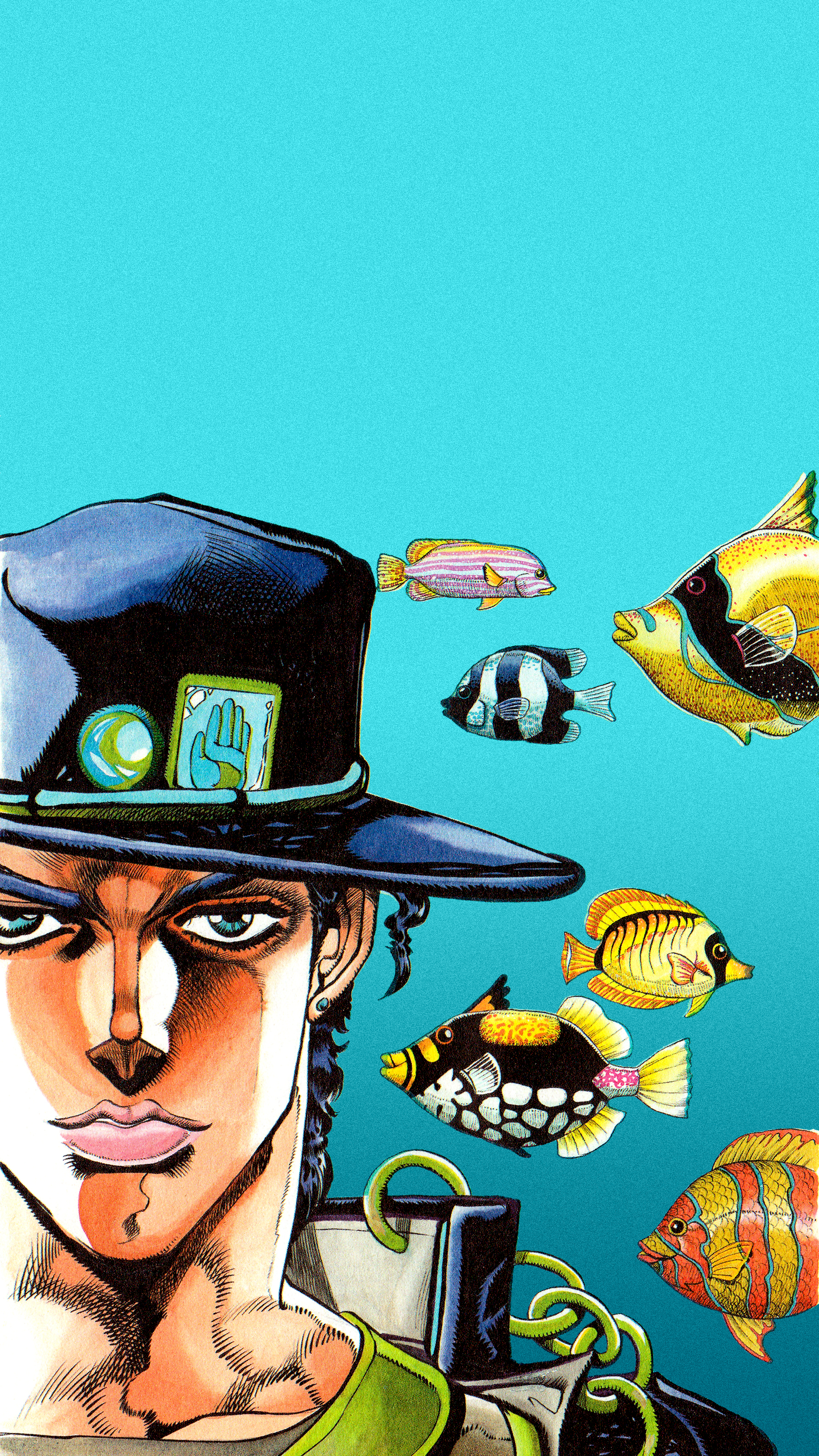 Jotaro Kujo con pesci tropicali, 1874x3332 Full HD Verticale, Smartphone