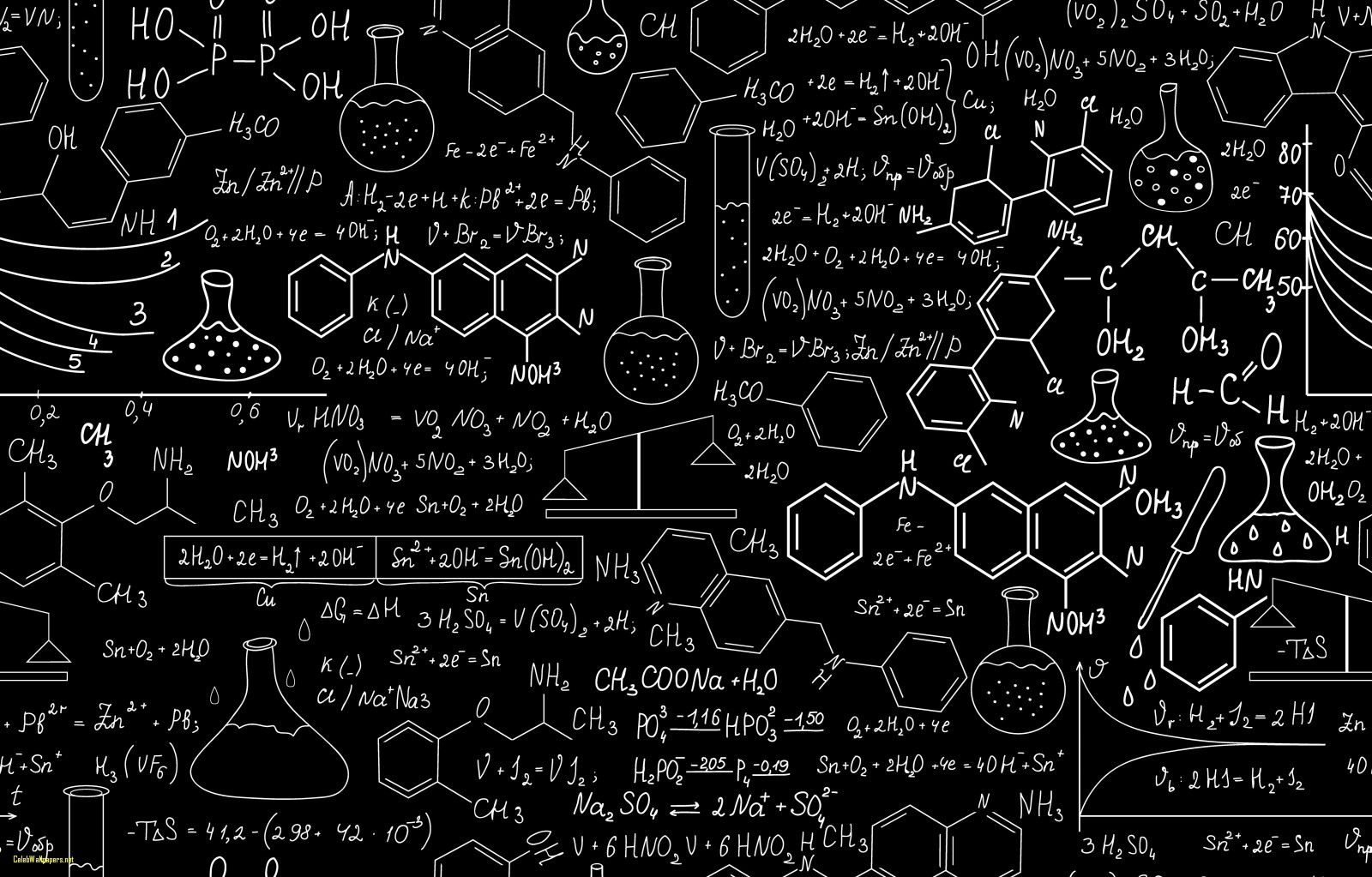 Formule chimiche lavagna nera, 1600x1023 900p, Desktop