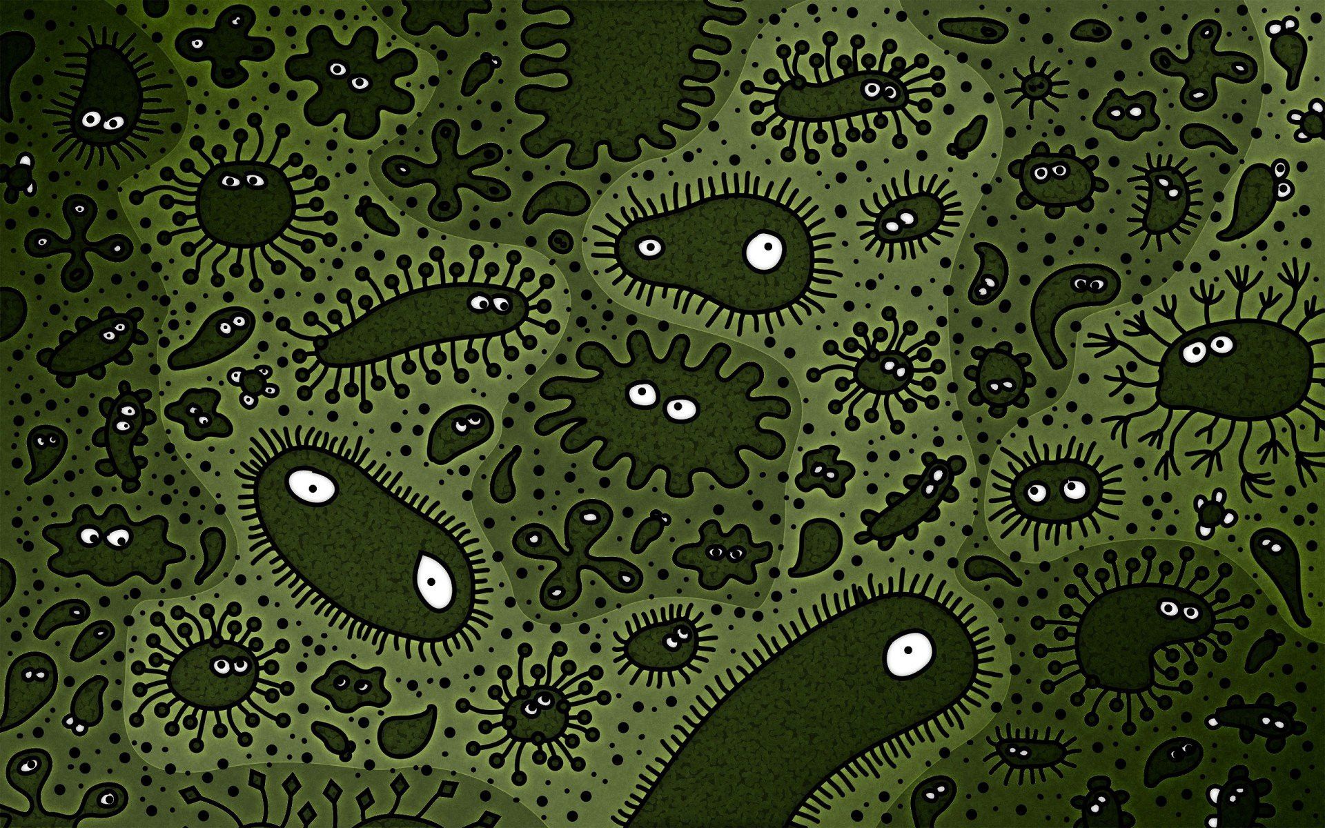 Microbi cartoon verdi, 1920x1200 WUXGA, Laptop