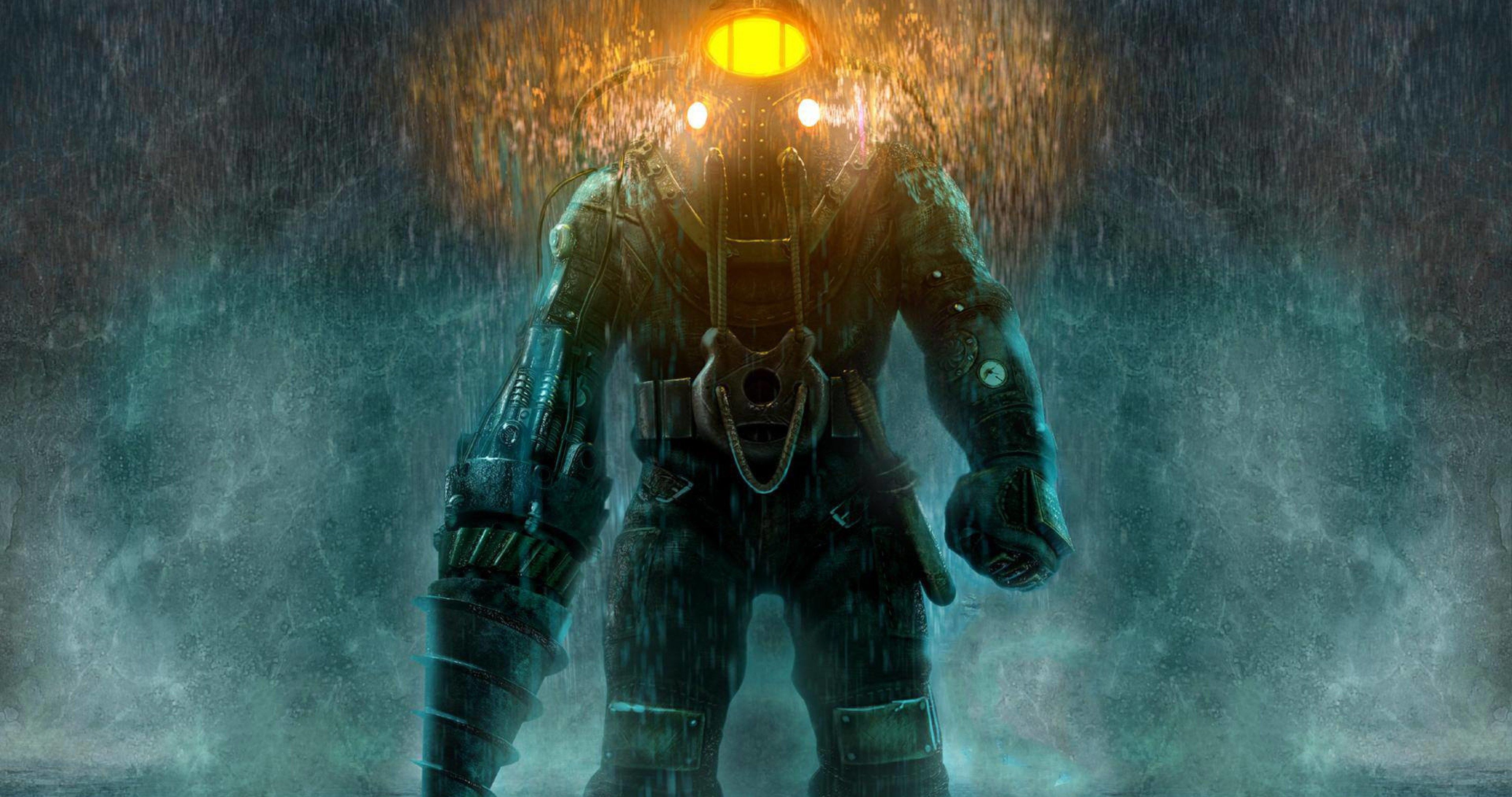 Big Daddy BioShock nella pioggia, 4096x2160 UHD, Monitor Gaming