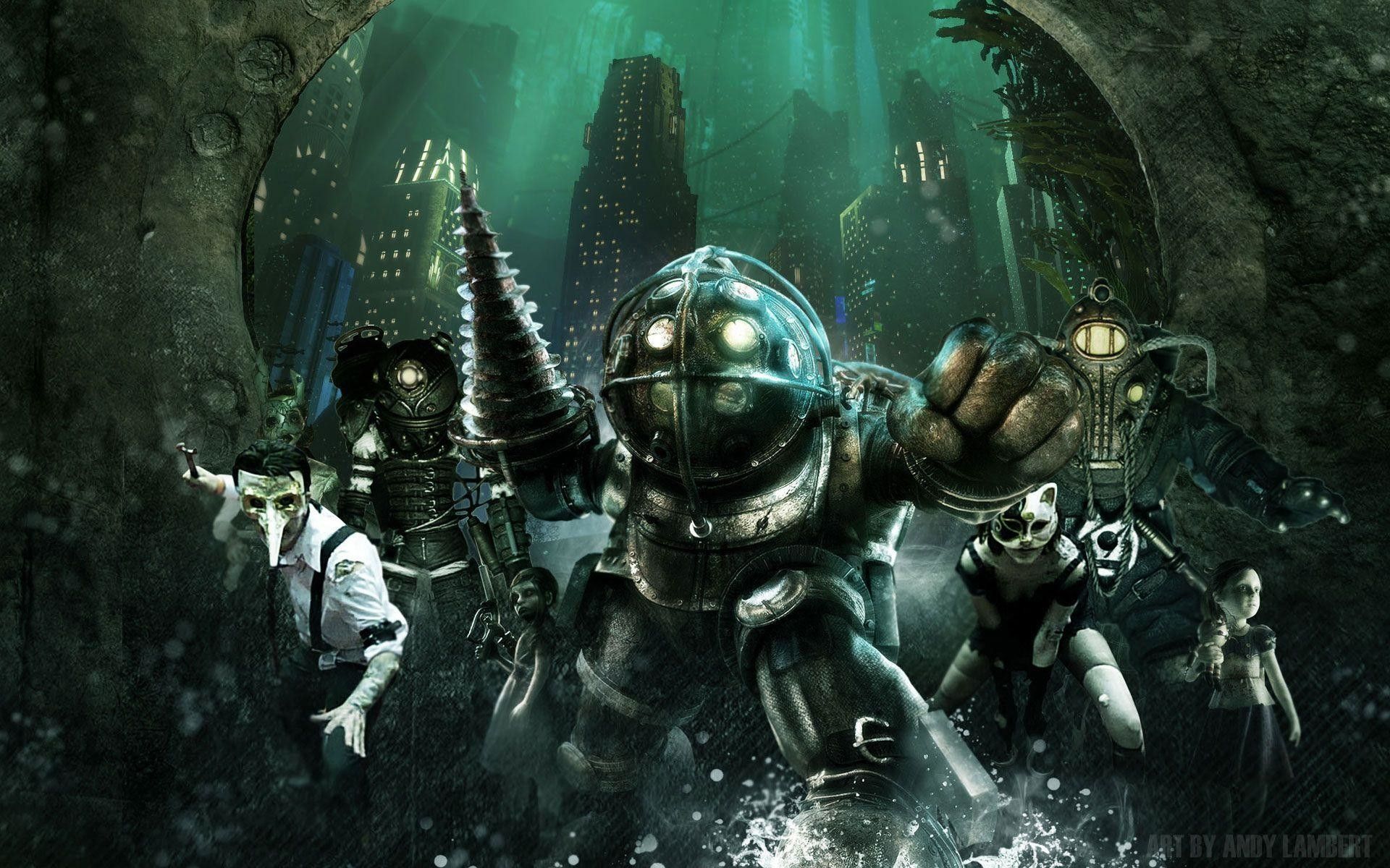 Bioshock Big Daddy Little Sisters, 1920x1200 Full HD+, Desktop
