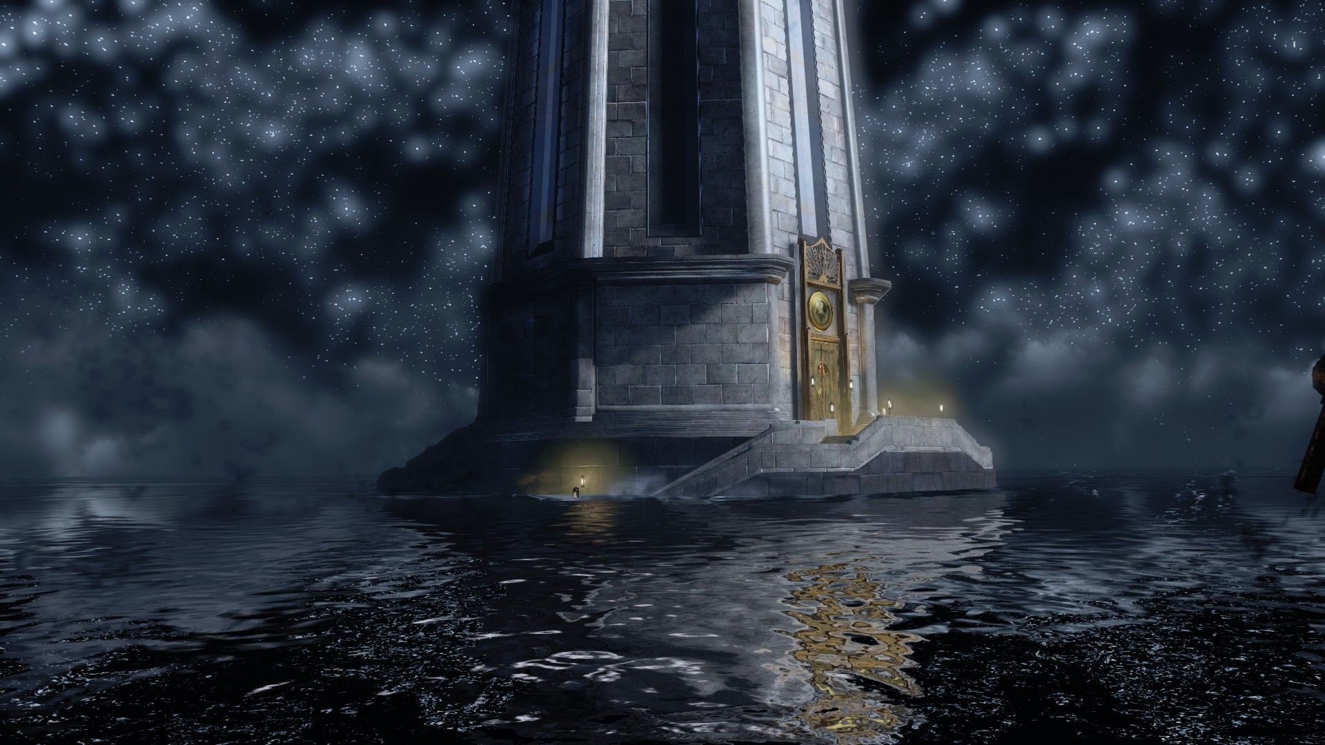 Faro BioShock su acqua notturna, 1920x1080 Full HD, PC Desktop