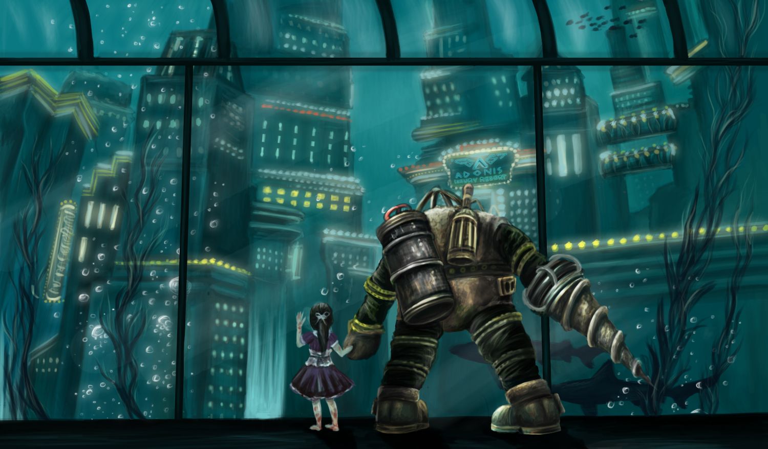 BioShock Big Daddy Rapture, 1500x878 720p, Monitor Gaming