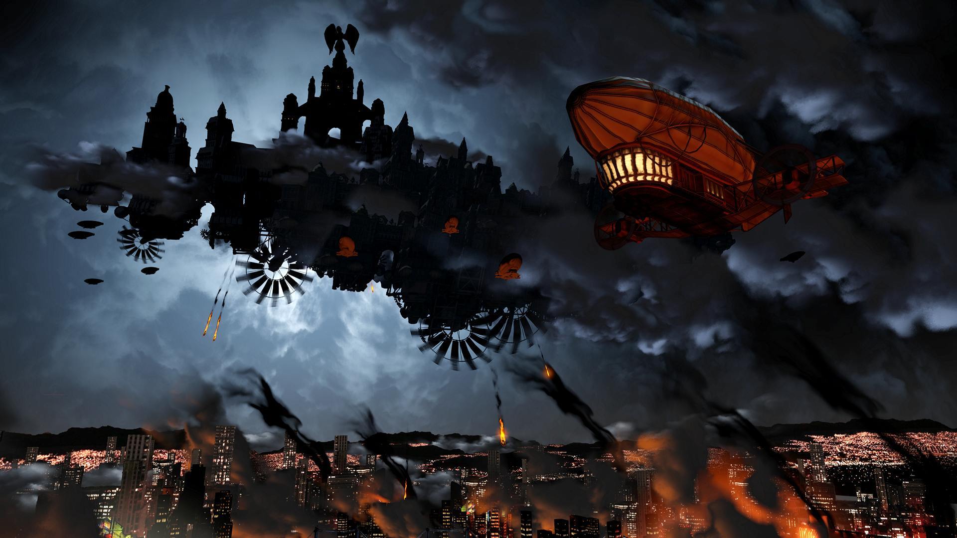 Columbia dirigibile città notturna, 1920x1080 Full HD 1080p, PC