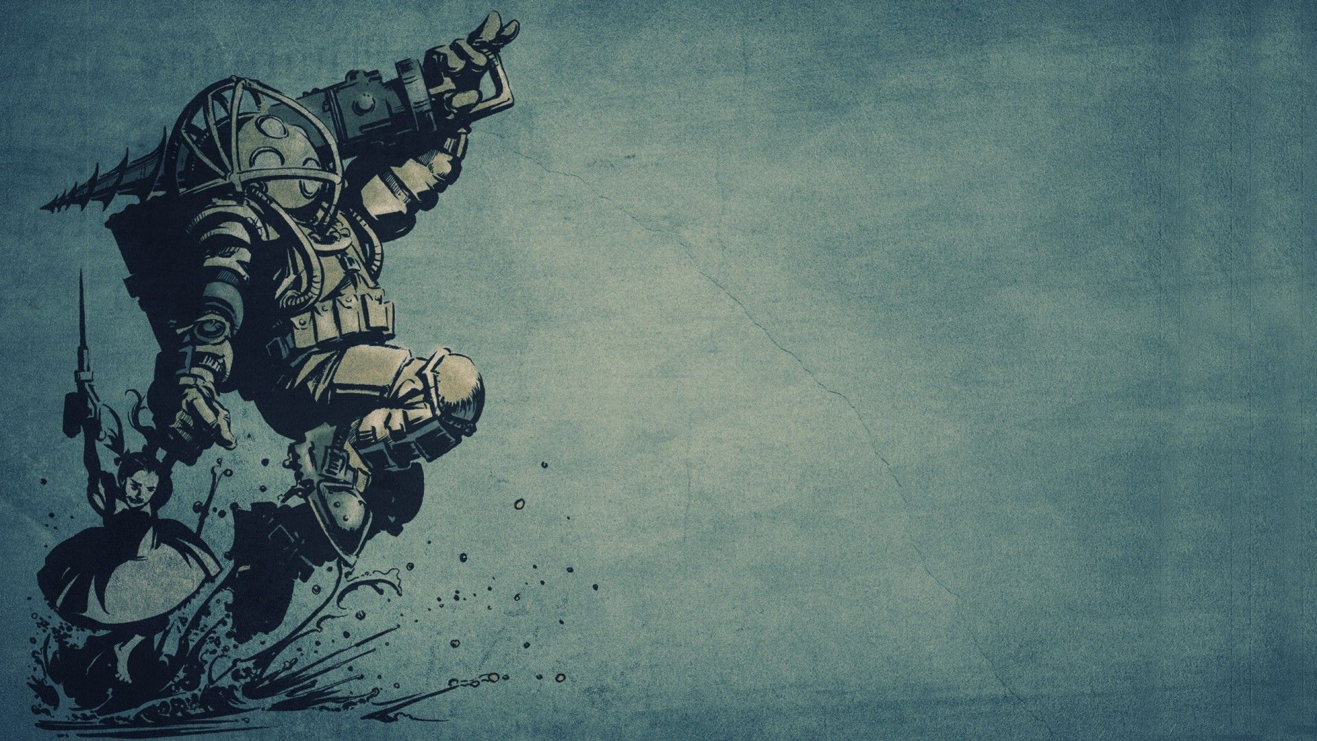 Big Daddy BioShock illustrazione, Rapture, 1920x1080 Full HD 1080p, PC Desktop