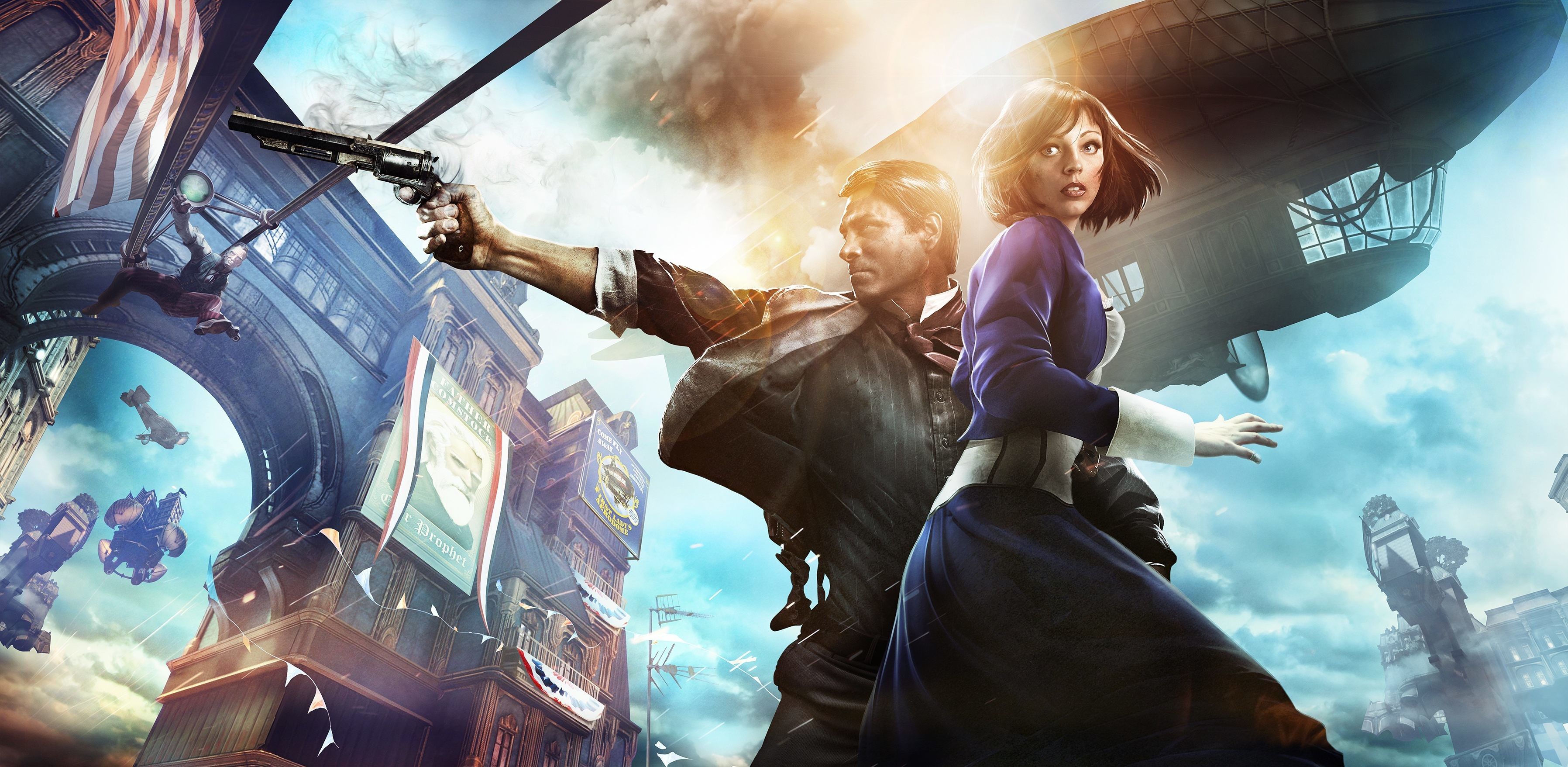 BioShock Infinite Booker Elizabeth, 3592x1756 2K, PC