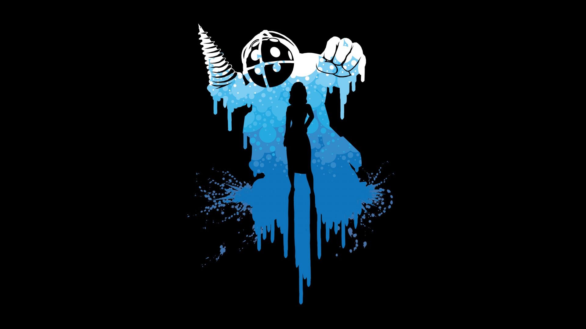 BioShock Big Daddy logo blu, 1920x1080 Full HD, PC Desktop
