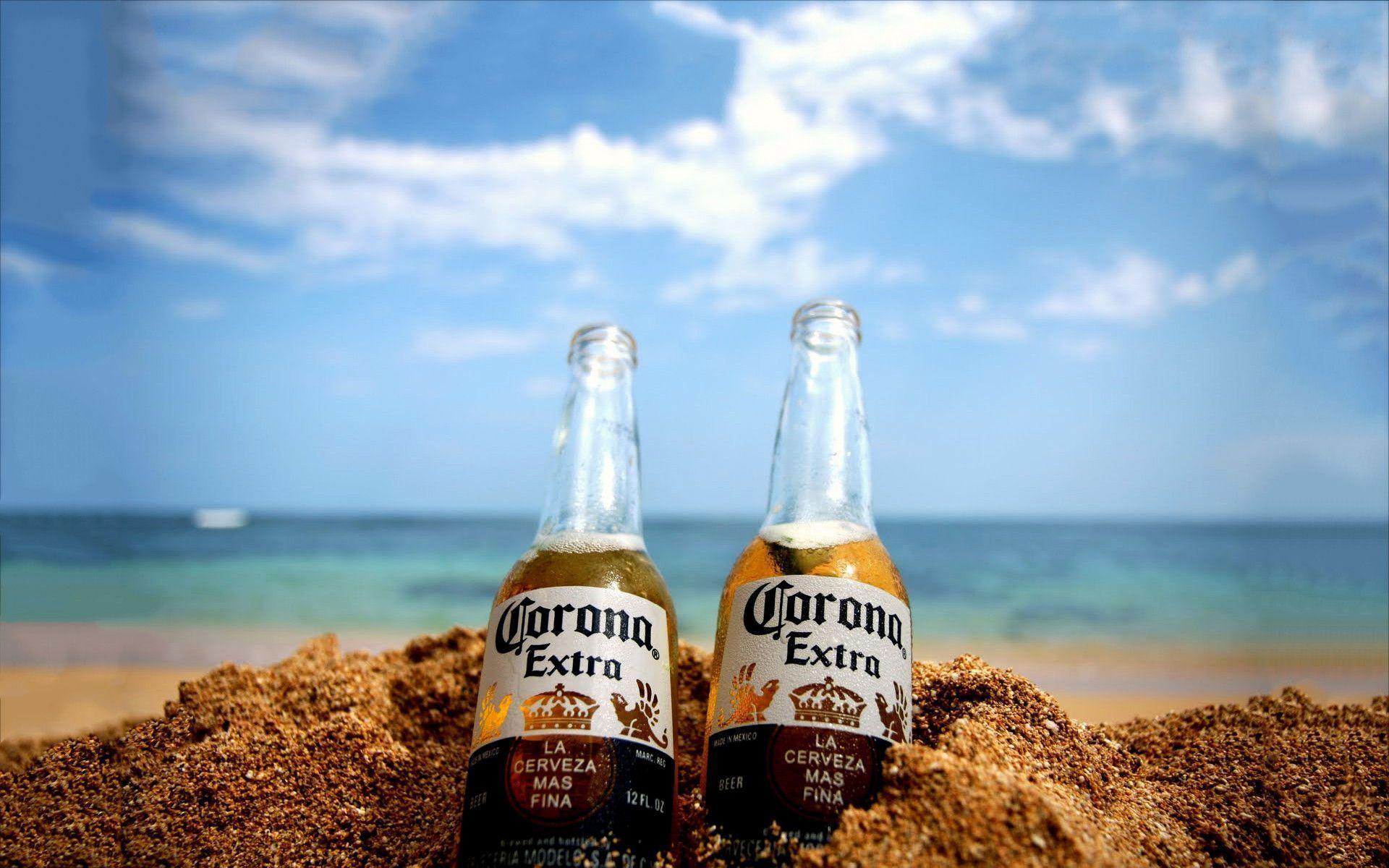 Bottiglie Corona Extra sulla spiaggia, 1920x1200 Full HD+, iMac