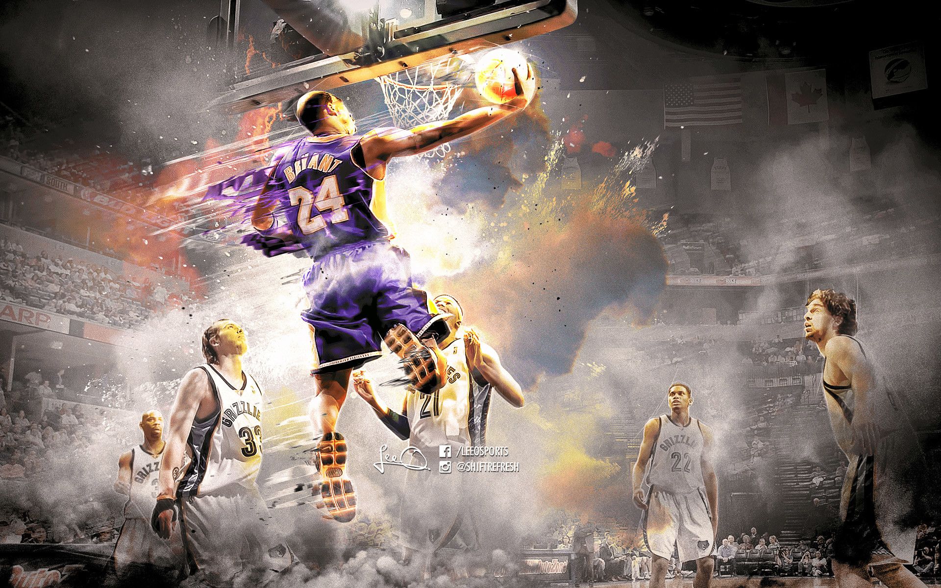 Kobe Bryant schiacciata Lakers, 1920x1200 Full HD+ WUXGA, Desktop