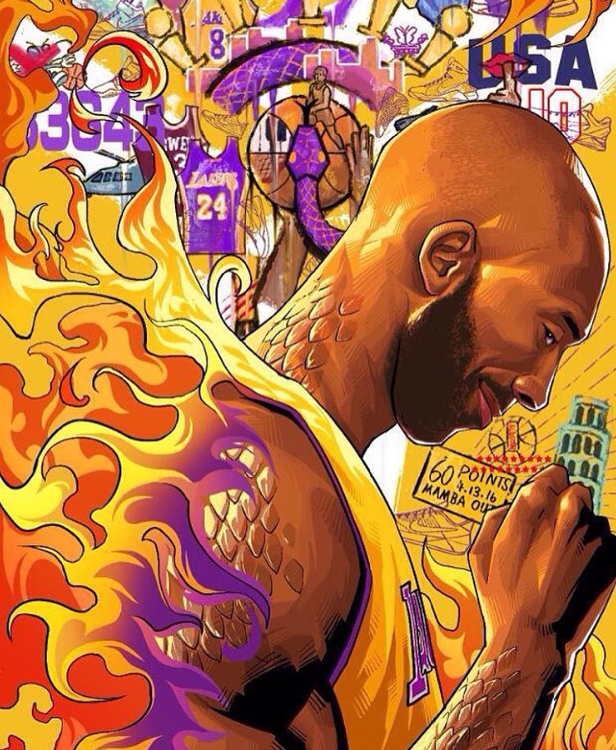 Kobe Bryant Black Mamba art, 1242x1511 Full HD Verticale, iPhone