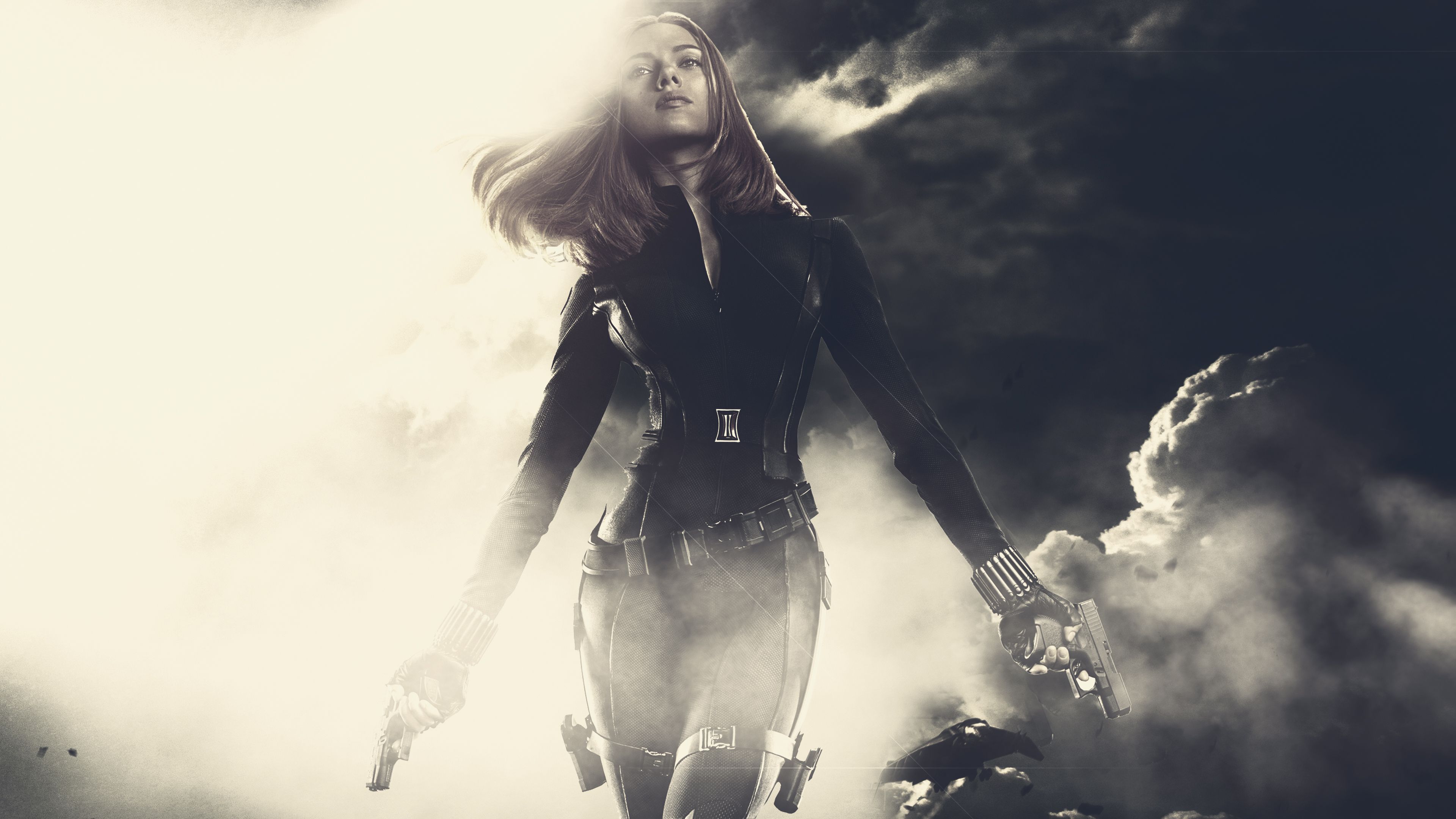 Black Widow con pistole, 3840x2160 4K, PC Desktop