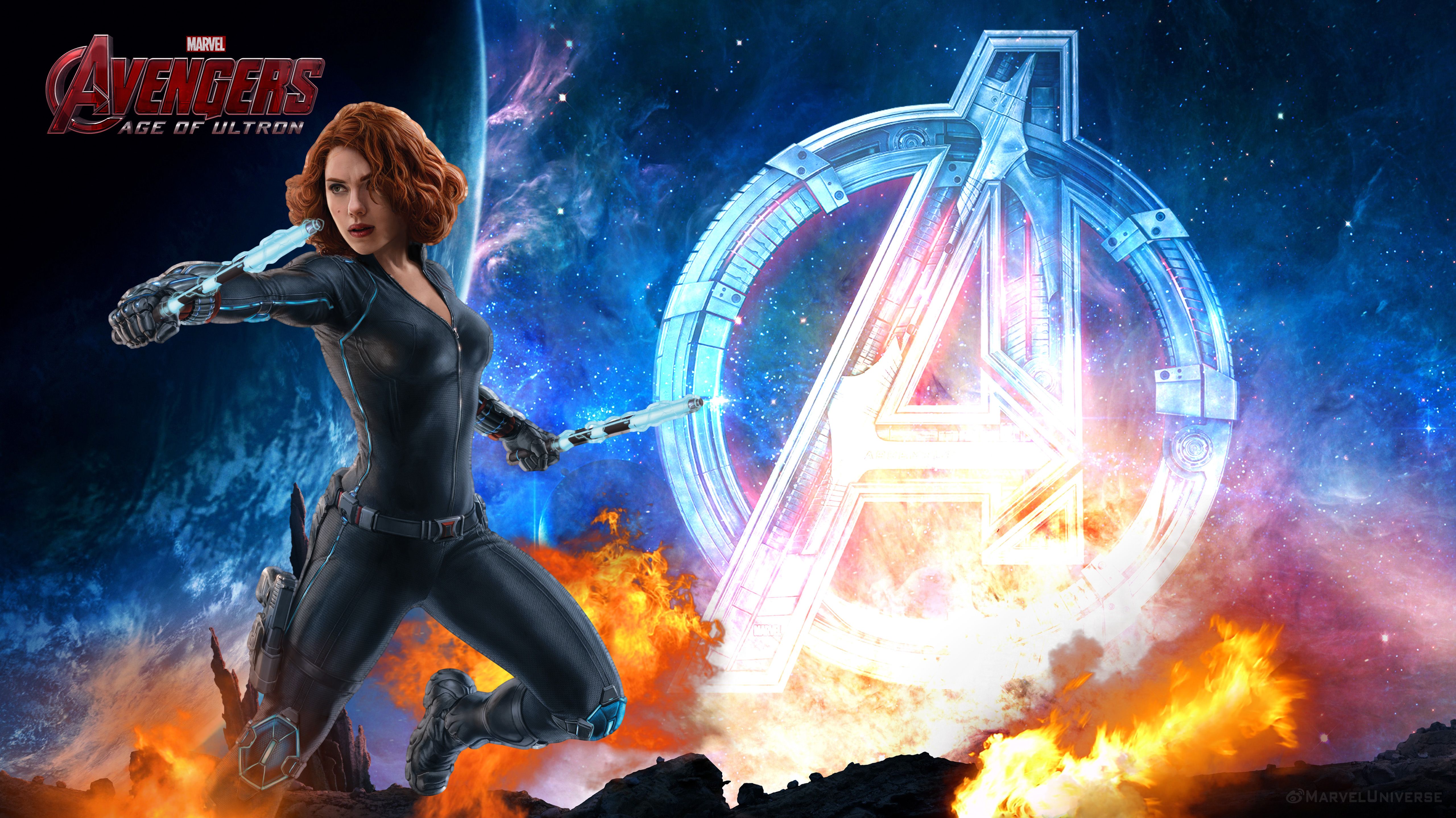 Black Widow Avengers logo spazio, 5120x2880 4K, PC Desktop