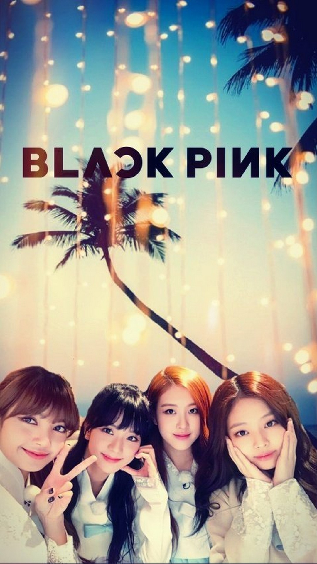 Blackpink gruppo palme luci, 1080x1920 Verticale, Telefono
