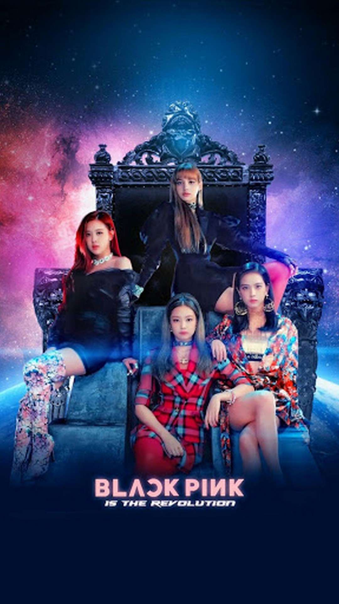 Blackpink gruppo trono galassia, YG Entertainment, 1080x1920 Full HD Verticale, iPhone