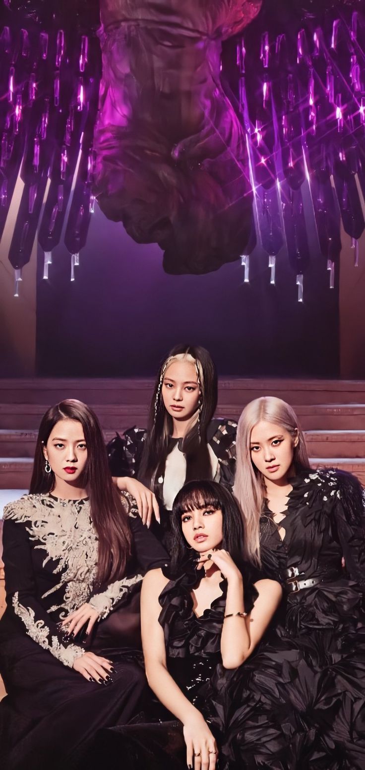 BLACKPINK gruppo abiti neri, YG Entertainment, 736x1553 Verticale, Telefono