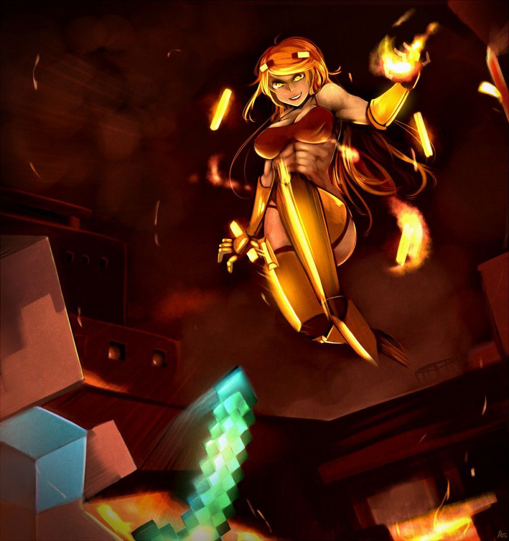 Blaze umanizzato Minecraft fiamme, gioco sandbox, 1000x1062 Verticale, Mobile
