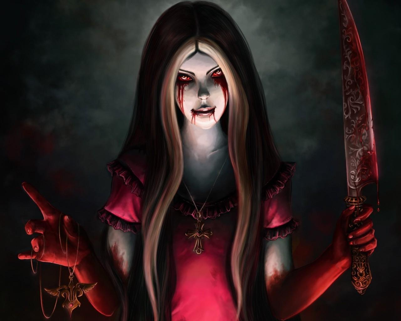 Bloody Mary con coltello insanguinato, 1280x1024 HD, Desktop