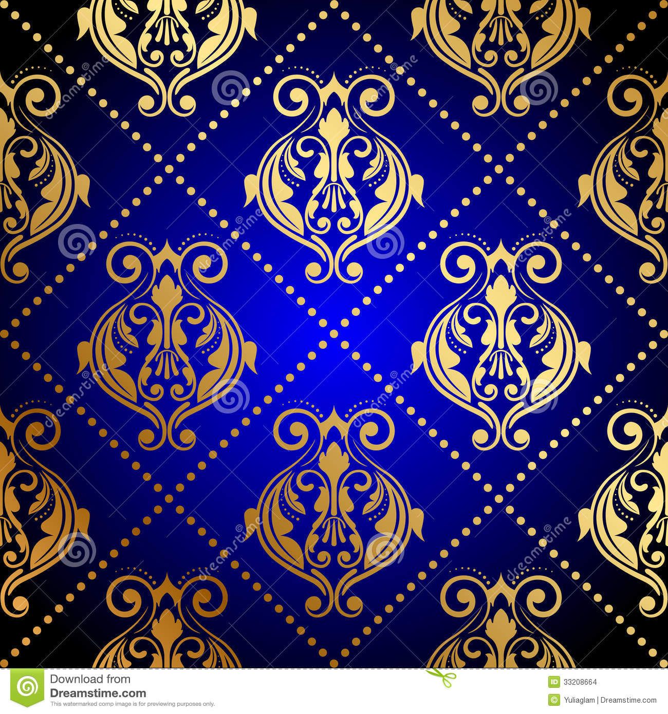 Motivo damasco blu e oro, 1300x1390 Verticale, Mobile