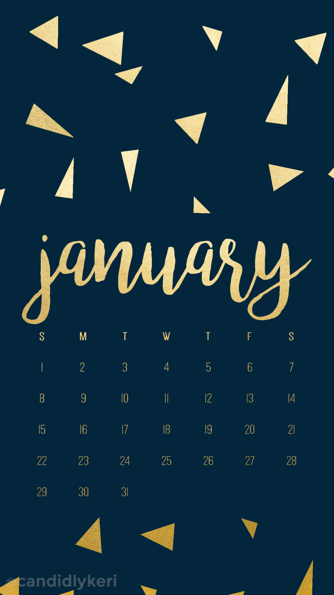 Calendario January blu e oro, 1080x1920 Full HD Verticale, iPhone