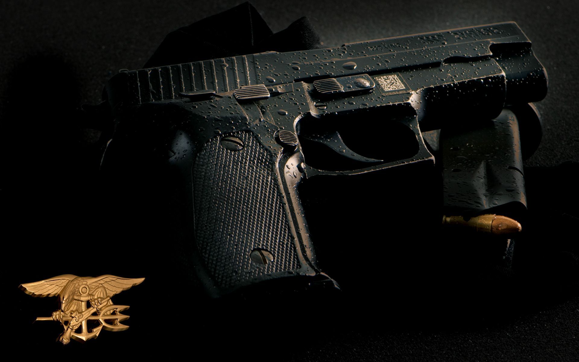 Pistola nera con logo Navy Seal, 1920x1200 Full HD+, Laptop