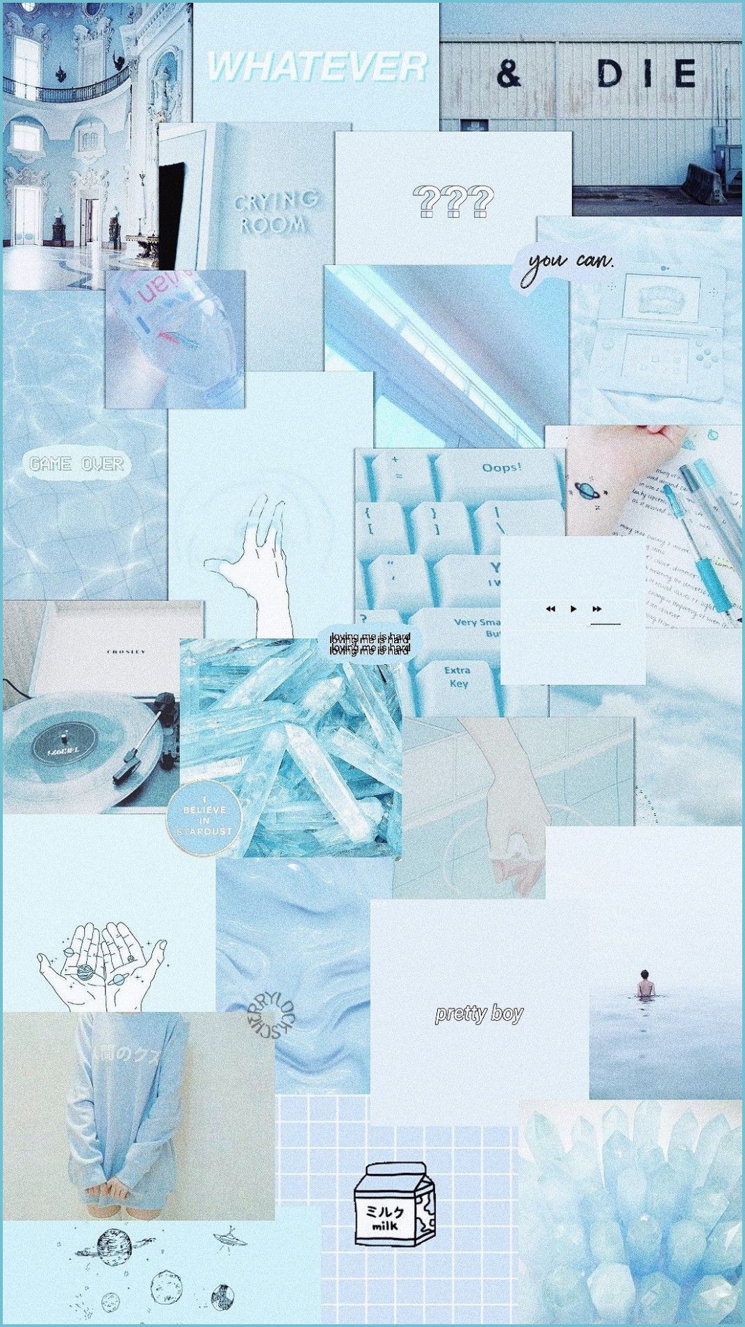 Collage estetico blu pastello, 1072x1908 Full HD Verticale, iPhone