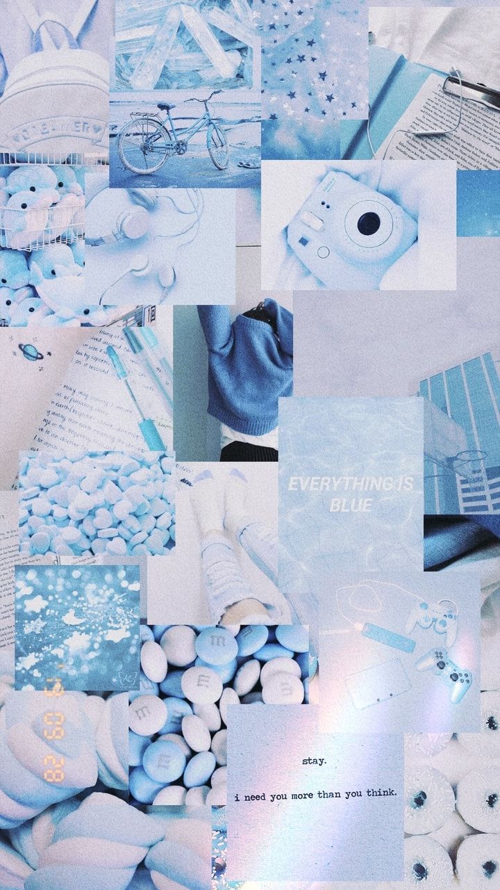 Collage estetico blu pastello, 720x1280 Verticale, Mobile