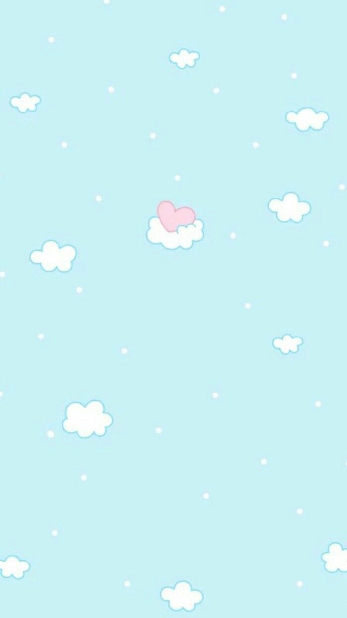 Nuvole kawaii cuore rosa, 700x1247 Full HD Verticale, Smartphone