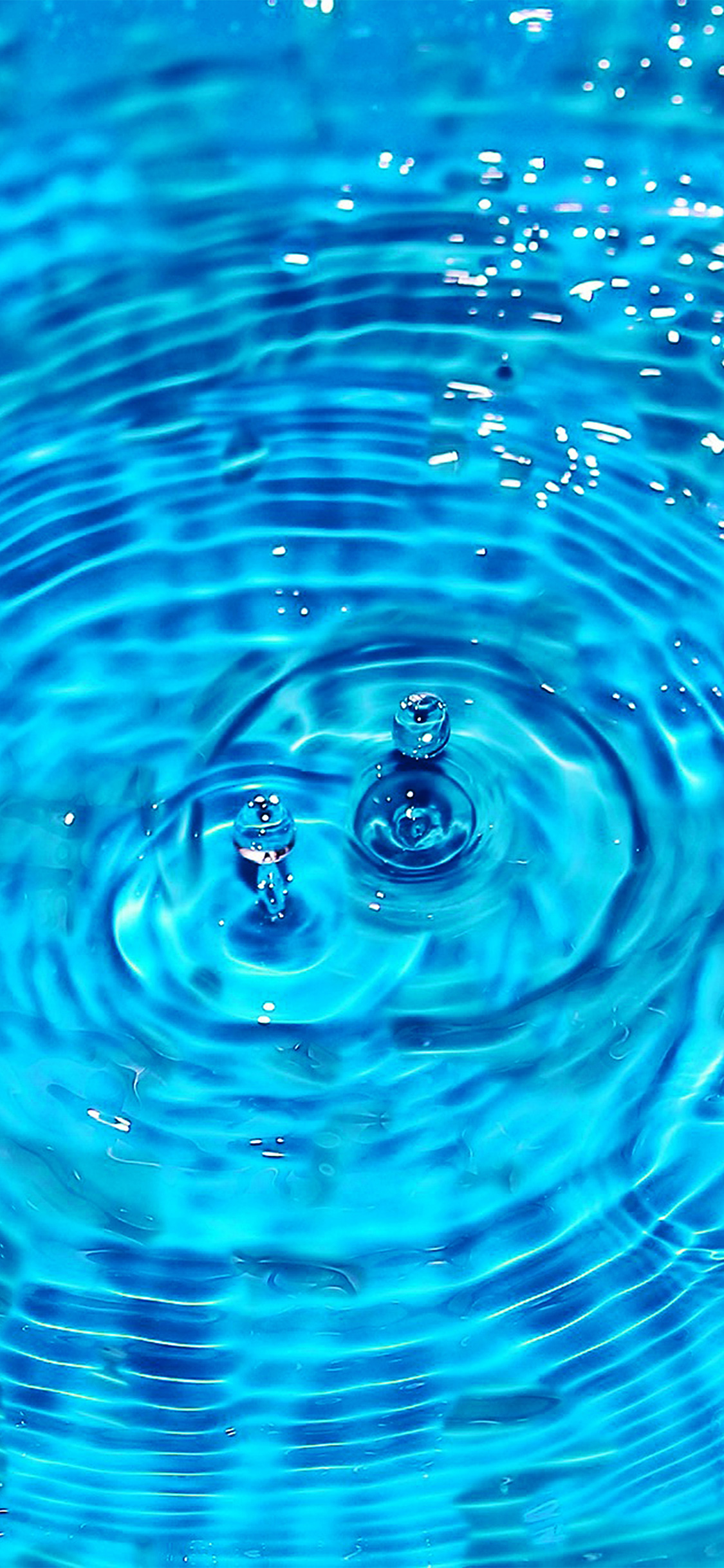 Goccia d'acqua blu increspata, 1125x2436 Verticale, Telefono