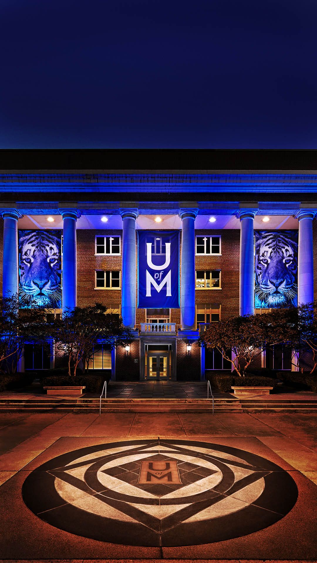 Edificio universitario illuminato blu, 1080x1920 Full HD Verticale, Samsung Galaxy