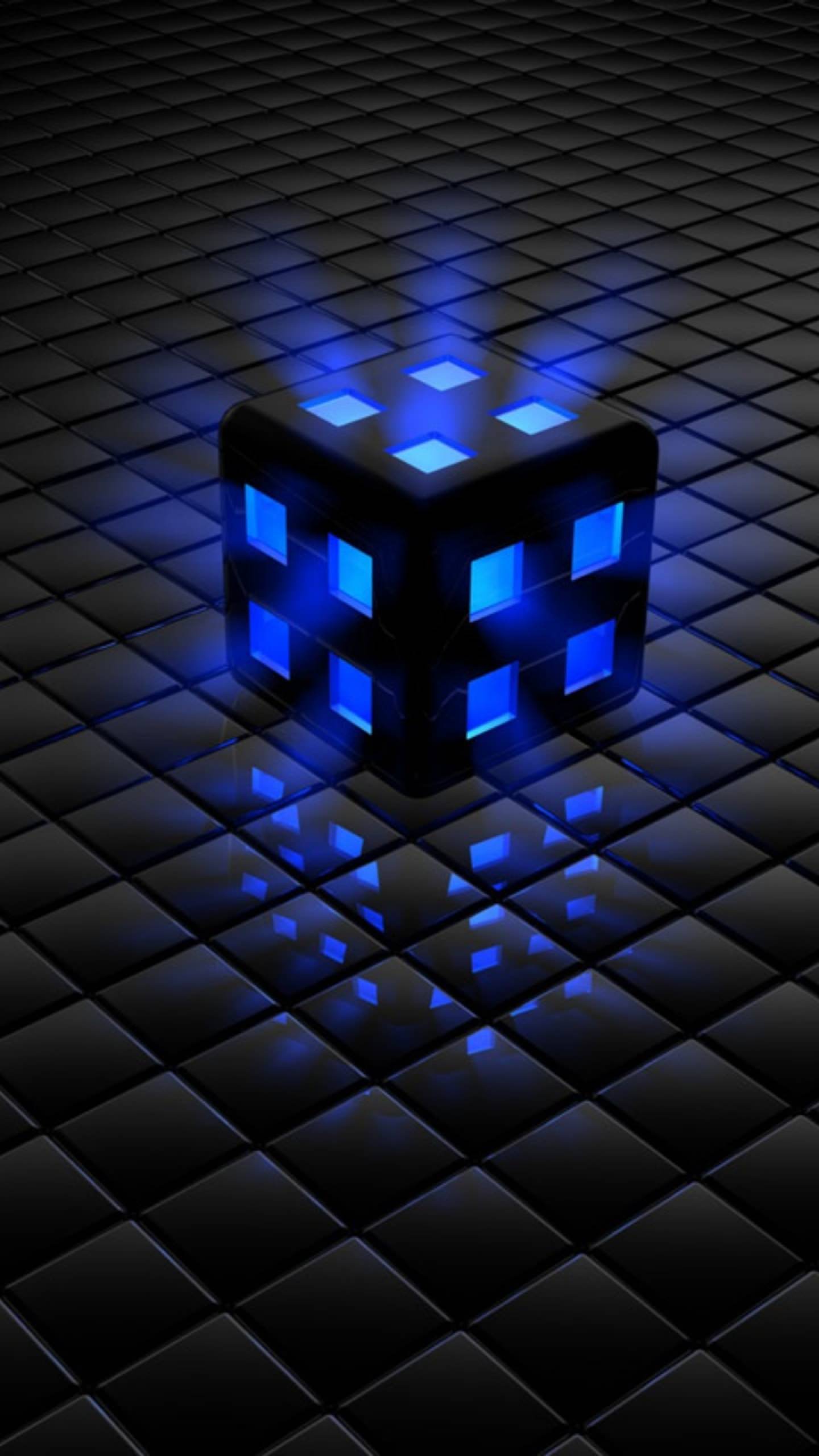 cubo luminoso blu 3D, 1440x2560 Full HD Verticale, iPhone