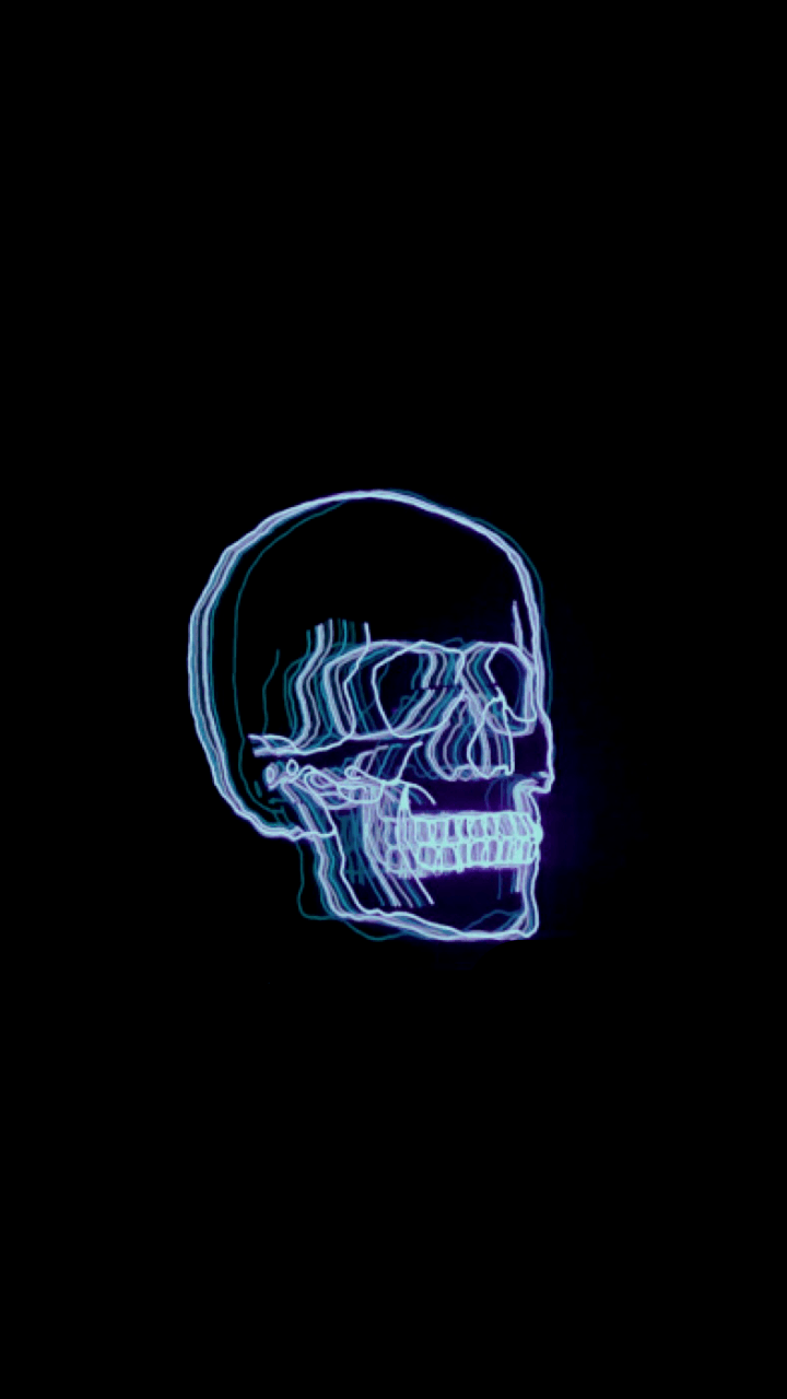 Teschio neon blu, 720x1280 Full HD Verticale, iPhone
