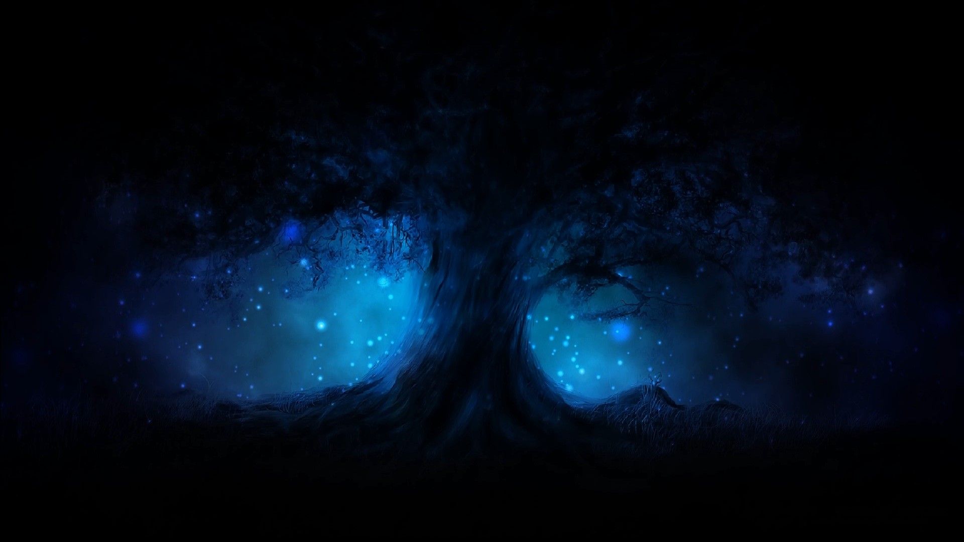 Albero blu scuro notturno, 1920x1080 1080p, Monitor Gaming